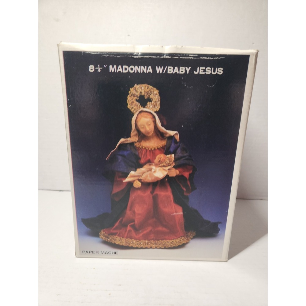 Kurt S. Adler Christmas Paper Mache Figurine Madonna W/Baby‎ Jesus Vintage